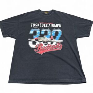 Tuskegee Airmen Redtails T‎ Shirt Mens Size 2XL XXL Faded Black Vintage Style